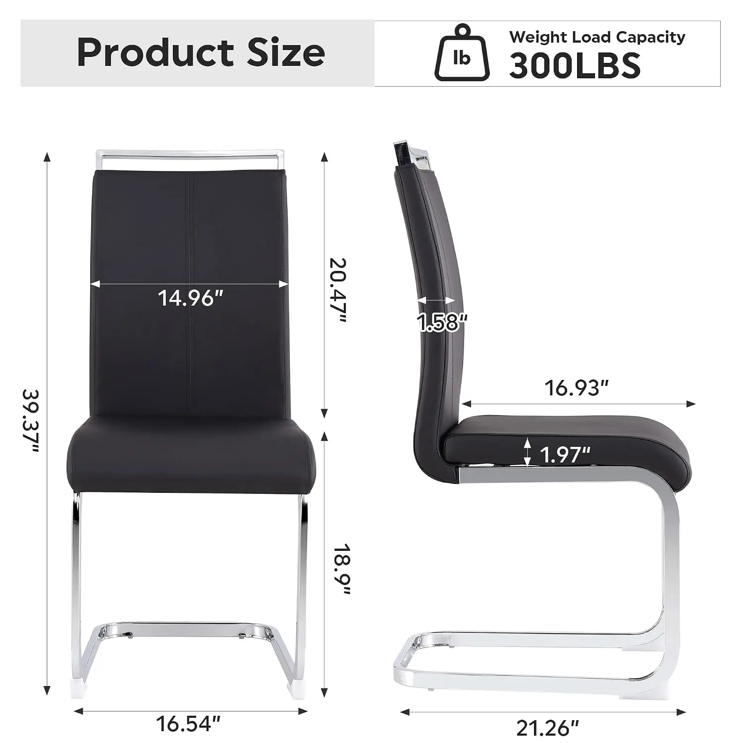 Modern Dining Chairs Set of 4, Side & Kitchen Chairs with Faux Leather Padded Seat, High Back, for Dining, Kitchen, Living Room