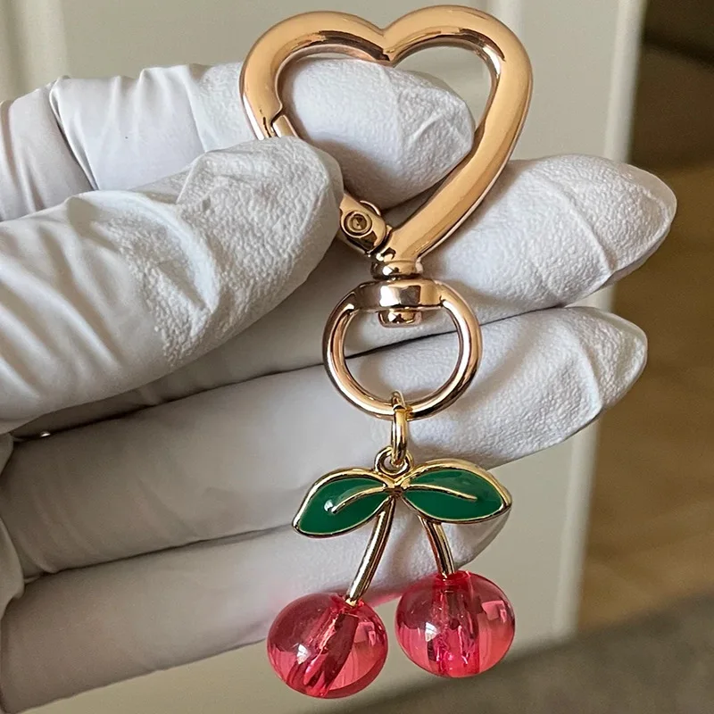 Cherry Blossom Heart-Shaped Bag Charm Durable Lobster Clasp DIY Bag Accessory Perfect Gift for Women Romantic Token of Love