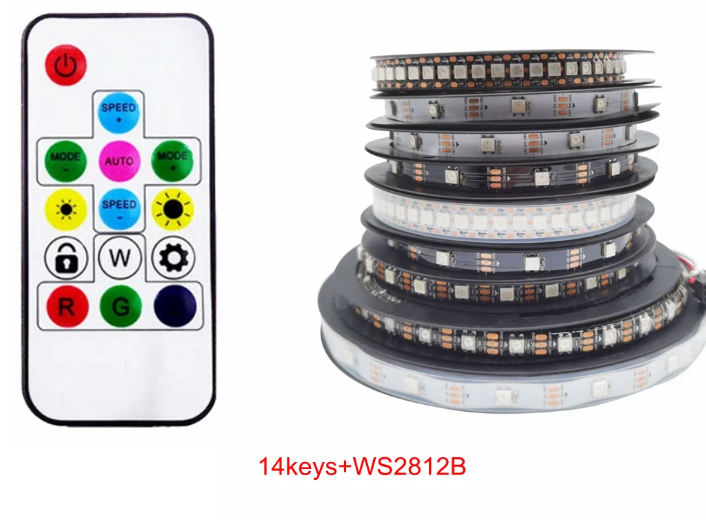 WS2812B addressable Bluetooth controller 60LEDS IP30 65 67 DC5V mini 14KEY USB RF color remote control 3PIN DC5V-24V