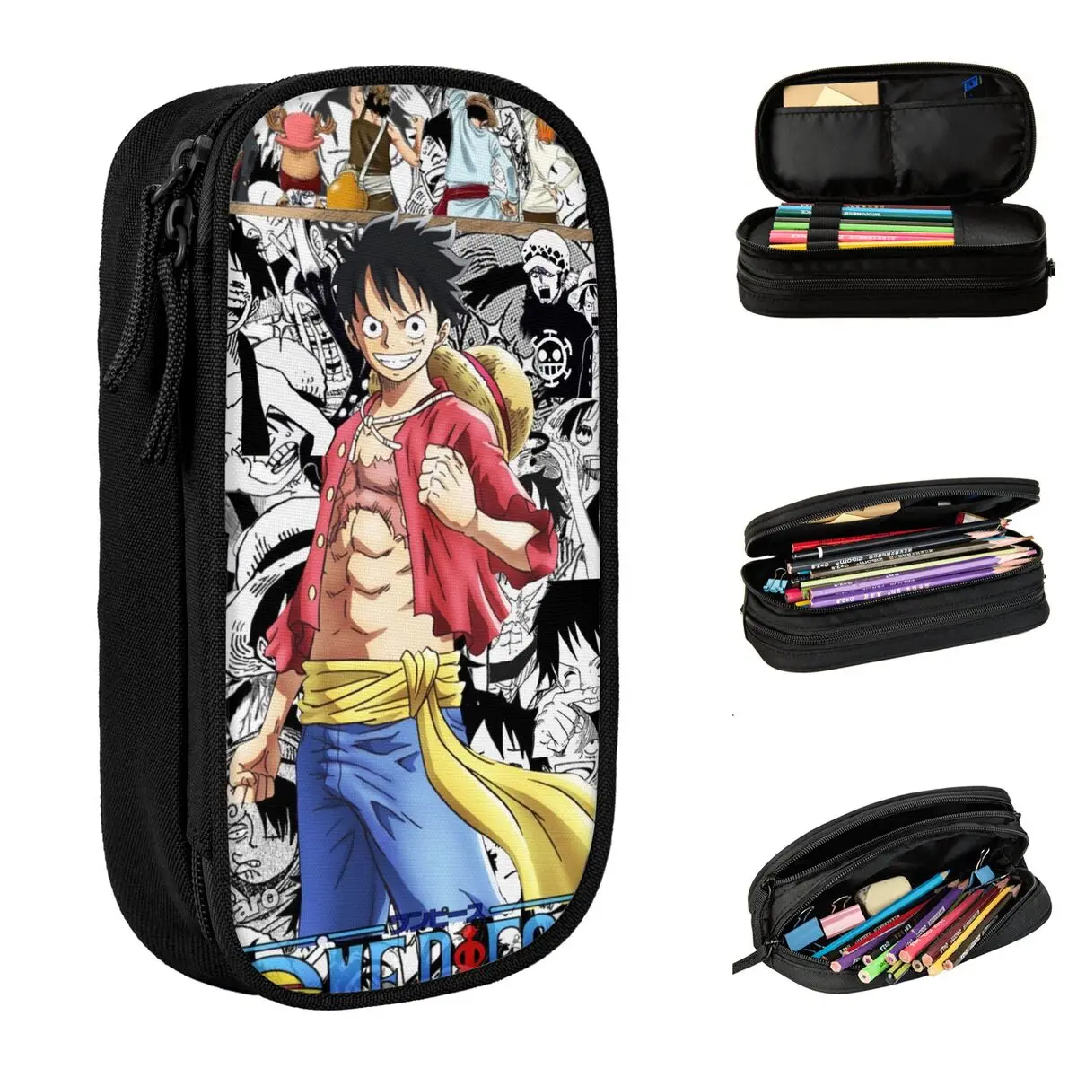 

Luffyed Zoros Choppers Anime Pencil Case Pen Holder Bag Student Big Capacity Students School Gift Pencil Pouch