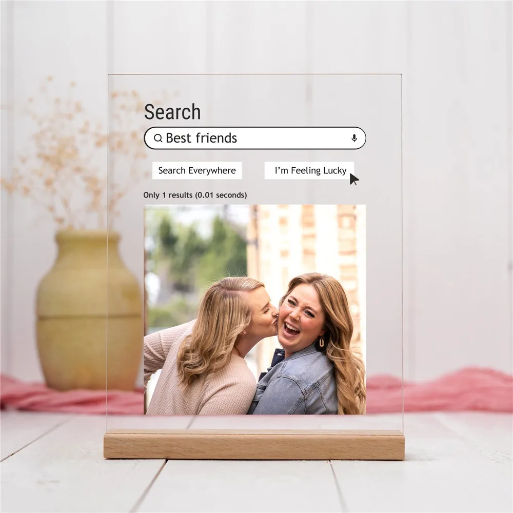 Personalized Acrylic Plaque for Bestfriend Birthday Options with Google Search Custom Photo Text Frame for Bedroom Table Decor