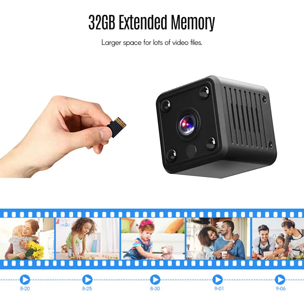 Mini Camera Video Camera 1080P Full HD Camcorder 155° Wide Angle IR Night Vision Motion Detection WiFi Function for Security