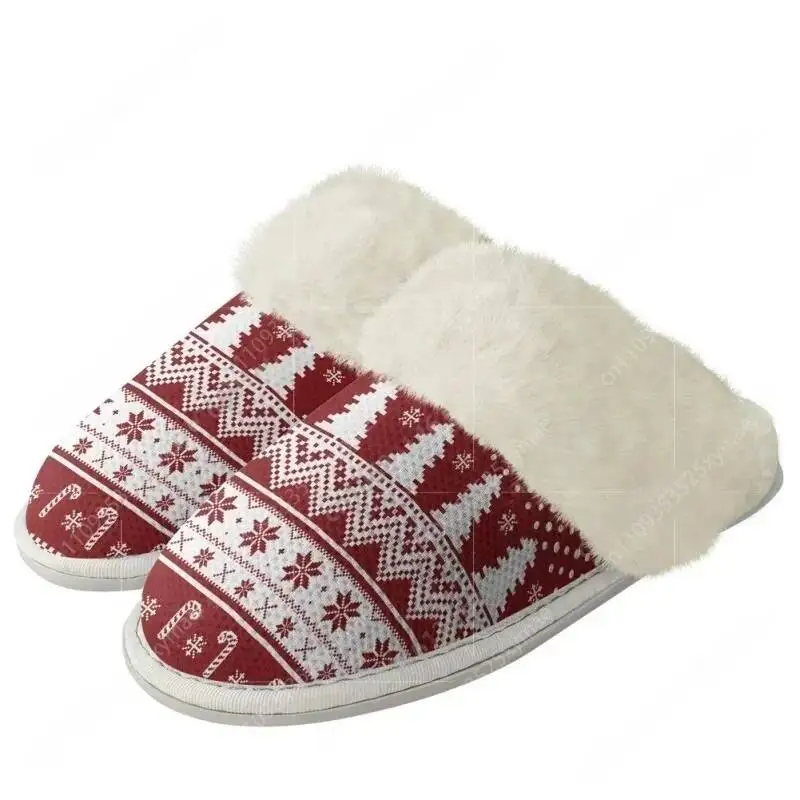 Christmas Snowman Scottish Style Slippers Mens Womens Home Cotton Plush Bedroom Keep Warm Custom Thermal Lightweight Slipper