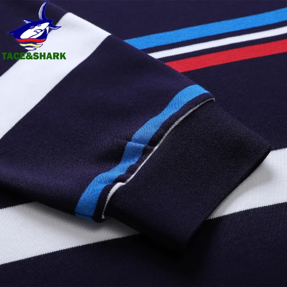 TACE&SHARK Brand Polo Shirt High Quality Men Long Sleeve Striped Comfortable Camisa Polo Shirts 2023 Polo Homem