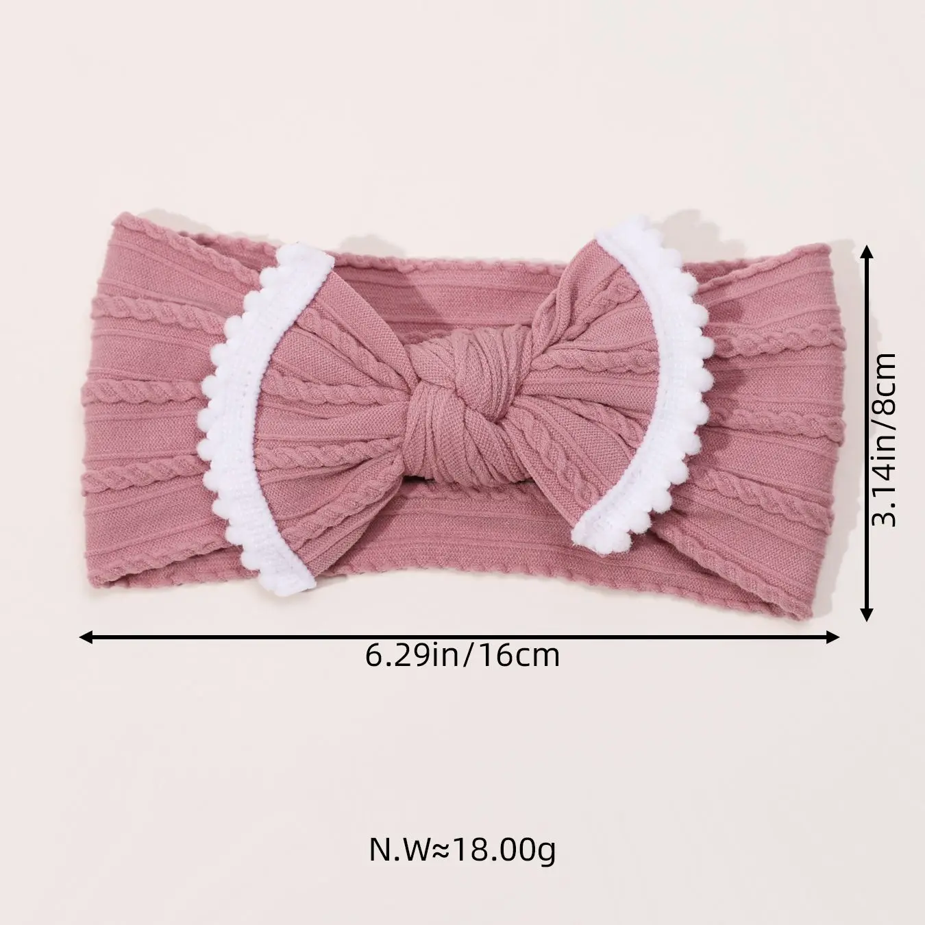 2Pcs/Lot Cable Knit Baby Headbands Pink Series Elastic Bowknot Hairball Edge Hair Bands For Newborn Girls Kids Hair Accessories