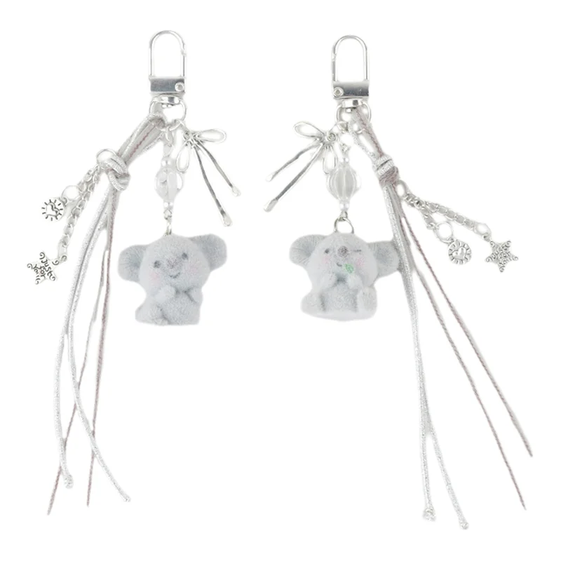 1 조각 부드러운 귀여운 몰려 들고 코알라 술 키 체인 매력 Y2k 학생 선물 여성 가방 펜던트 맞춤형 실버 체인 열쇠 고리