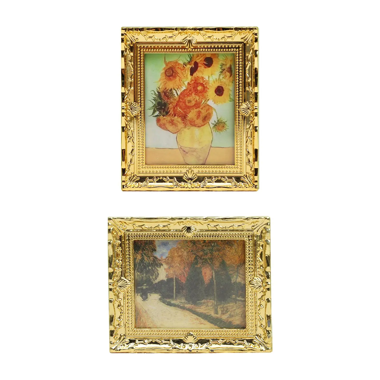 2-4pack 1:12 Scale Wall Mural Frame Decoration for Dollhouse