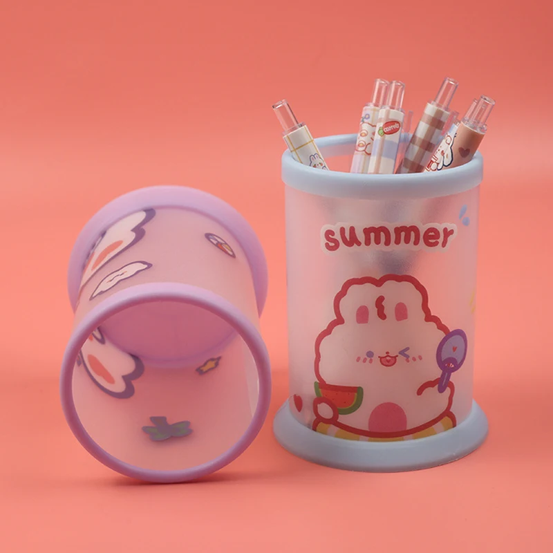 New Creative Folding Pen Holder Cute Cartoon Round Desktop Storage Box Student Multi-functional Box Ins Small Fresh