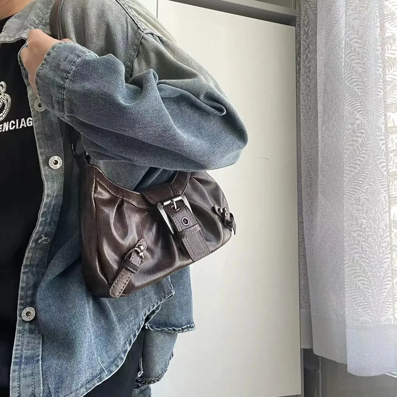 

Women's Y2K Star Embroidery Shoulder Bag Mini Chain Hobo Handbag Underarm Purses Trendy Punk Bag