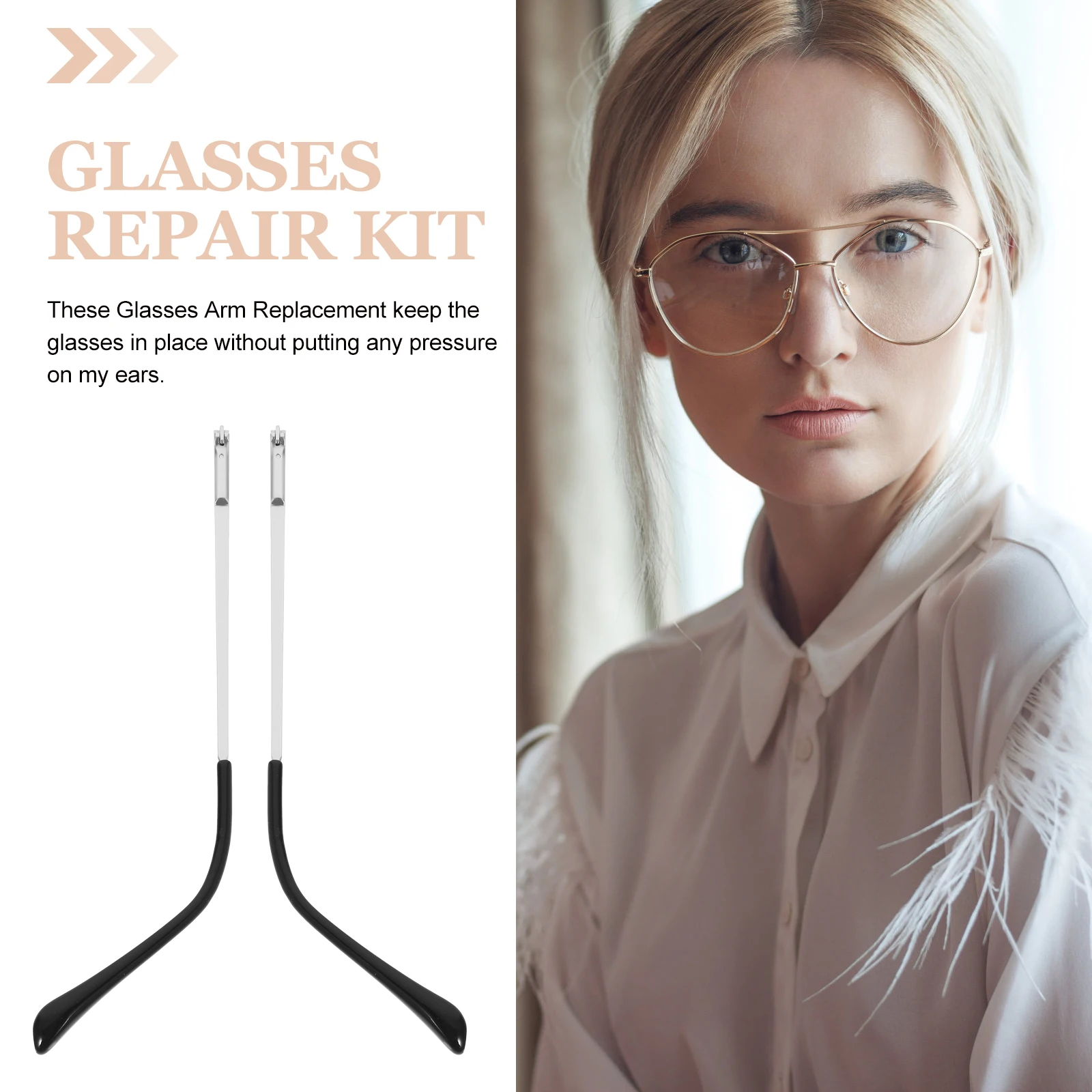 

1 Pair Silver Metal Eyeglasses Replacement Temple Arms Durable Comfortable Anti-Deformation Universal Glasses Arm Legs For