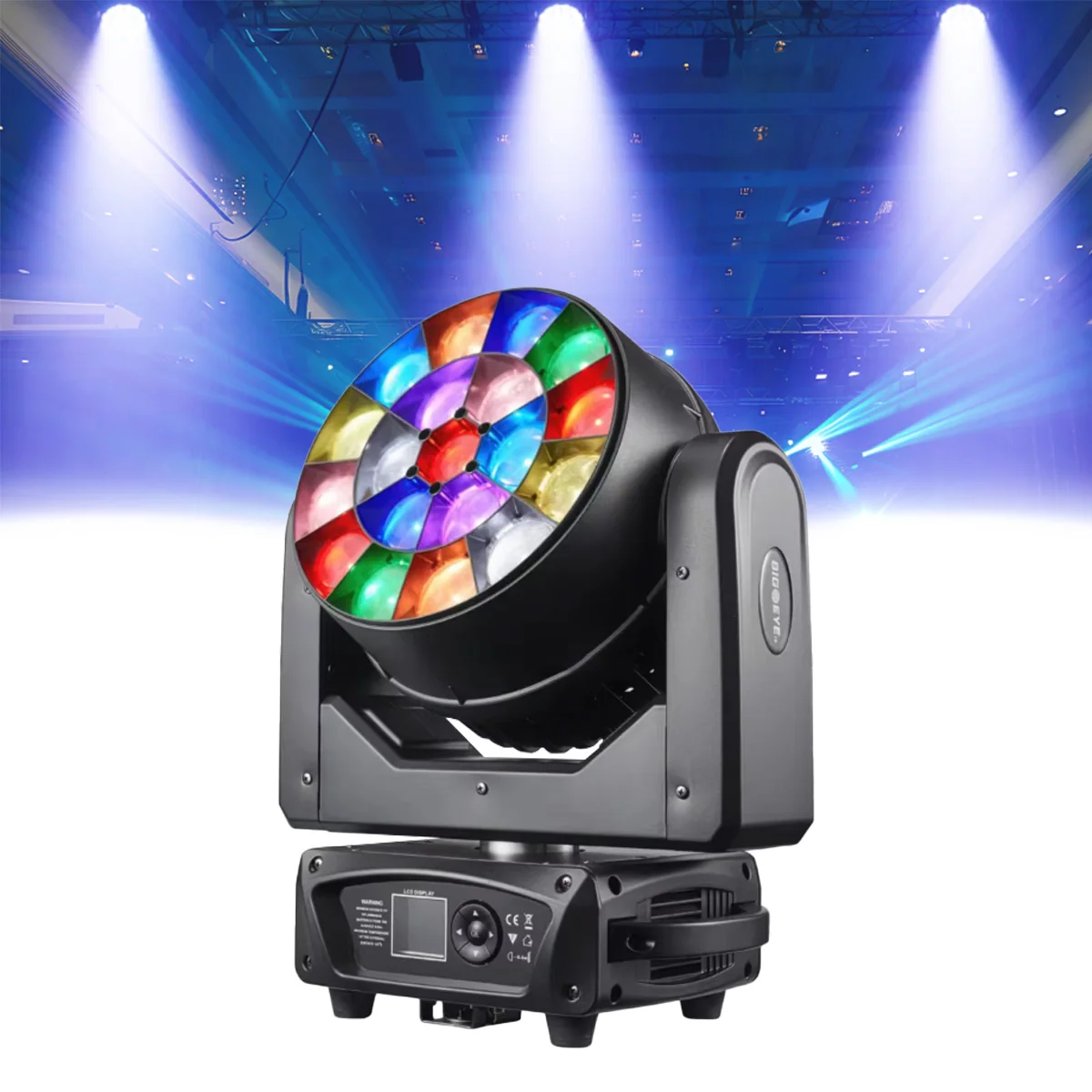 Projecteur LED RVBW 19x15W à tête mobile avec zoom, faisceau et effet Bee Eye, contrôle par pixels – Éclairage de scène DMX pour discothèque, fête, concert, théâtre