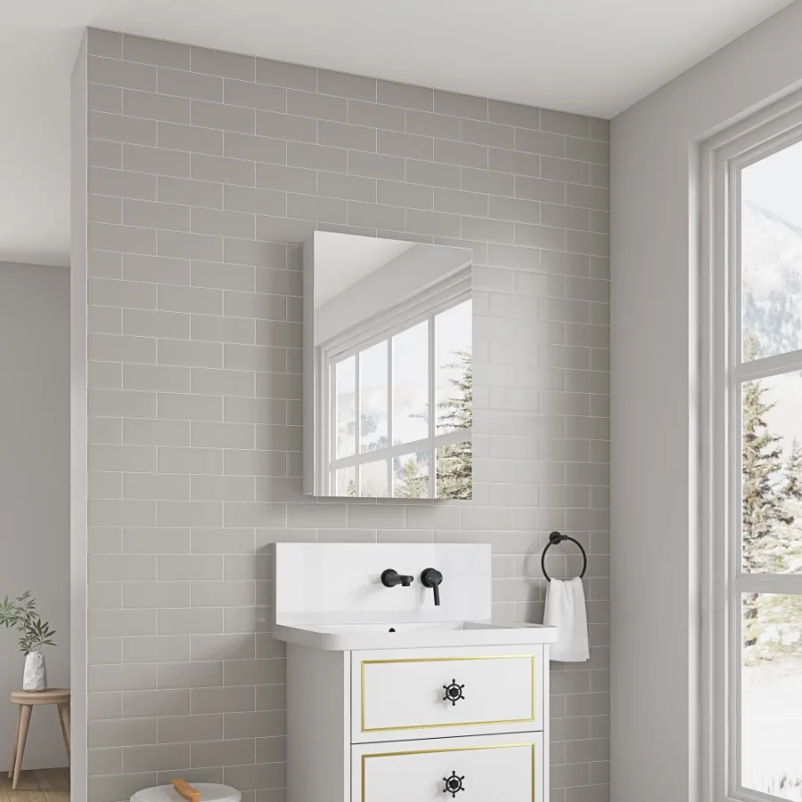 

20'' W x 30'' H Surface Frameless Mirror Medicine Cabinet Beveled Mirror Edges Bathroom Medicine Cabinet Left opening door