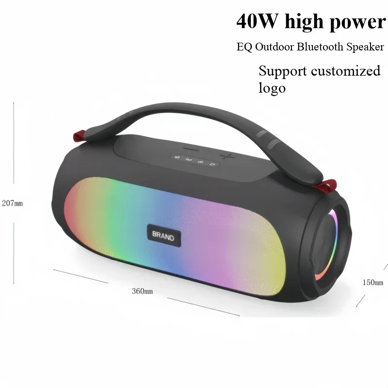 

S200 Беспроводная уличная портативная портативная Bluetooth-колонка высокой мощности 40 Вт с поддержкой воспроизведения USB и TF-карт с красочной подсветкой