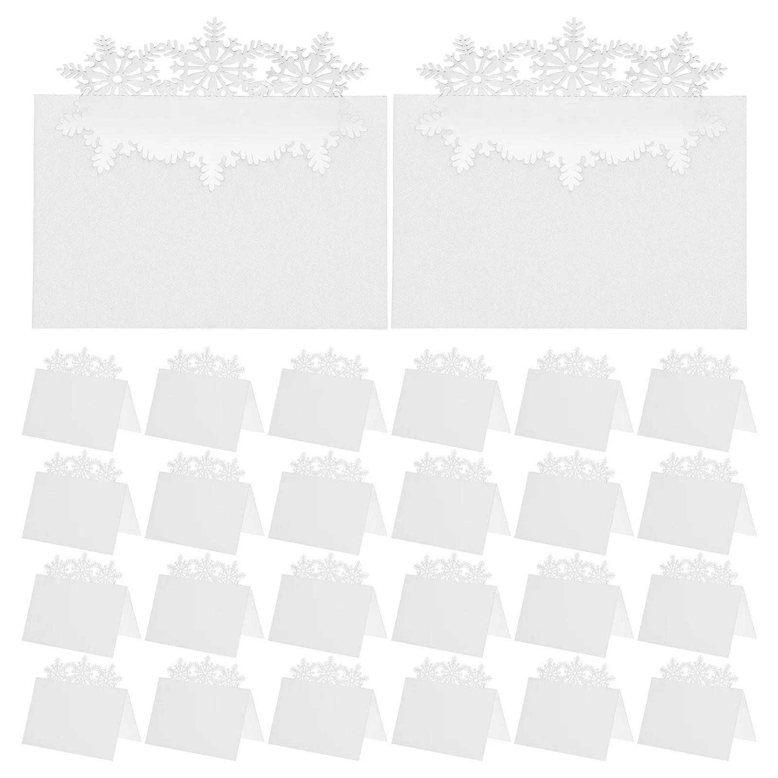 

50pcs Christmas Place Cards Snowflake Design Blank Tent Name Tags For Holiday Party Wedding Table Setting Dinner Event