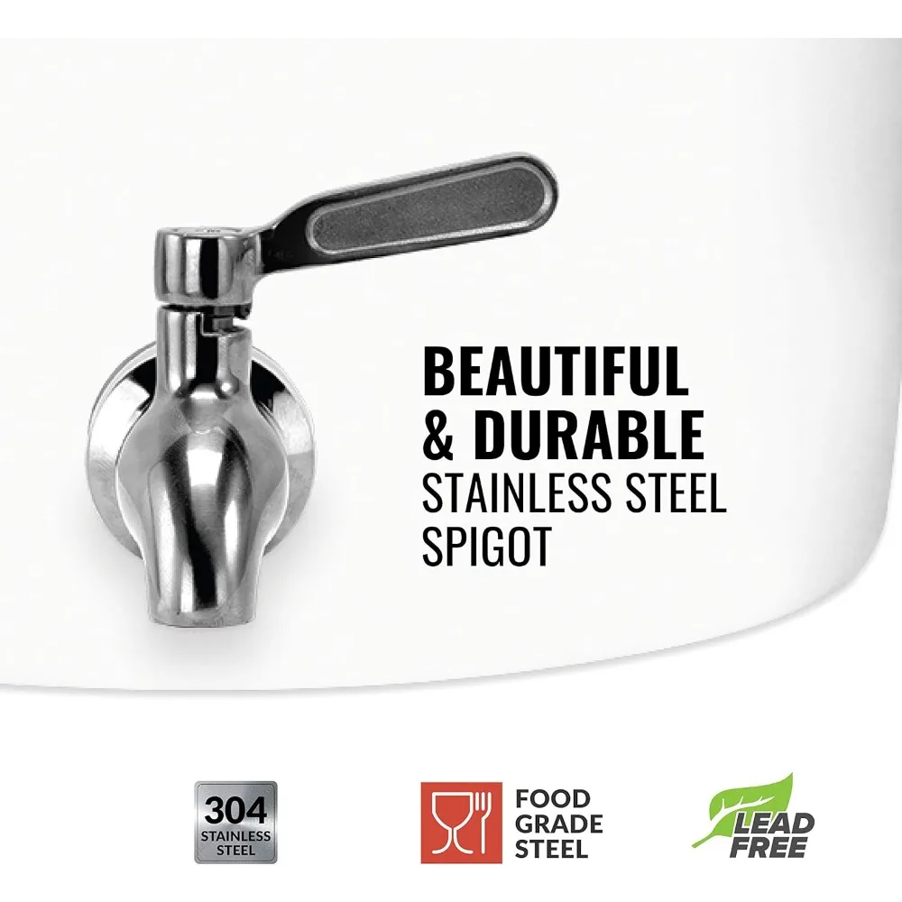 ขายร้อน - ตู้น้ํา Crock เซรามิก Porcelain Geo Sports, ก๊อกน้ําสแตนเลส, รวมวาล์วและฝาปิด เหมาะกับ 3 ถึง