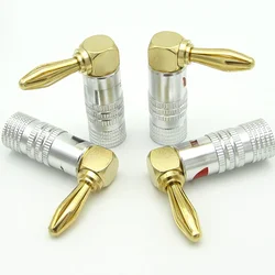 High-quality 4PCS Banana Plug Right Angle 90 Degree 4mm Gold-Plated Video Speaker Adapter Audio Connector Banana Connectors