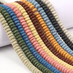 8x4mm Natural Lava Stone Beads Grey Black Flat Round Rock Loose Spacer Beads For Jewelry Making DIY Necklace Bracelet Accessorie