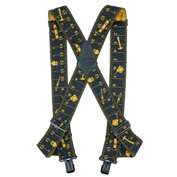 KUNN Men's 2 Inch Suspenders Heavy Duty Side Clip Adjustable Elastic Braces for Work Truck