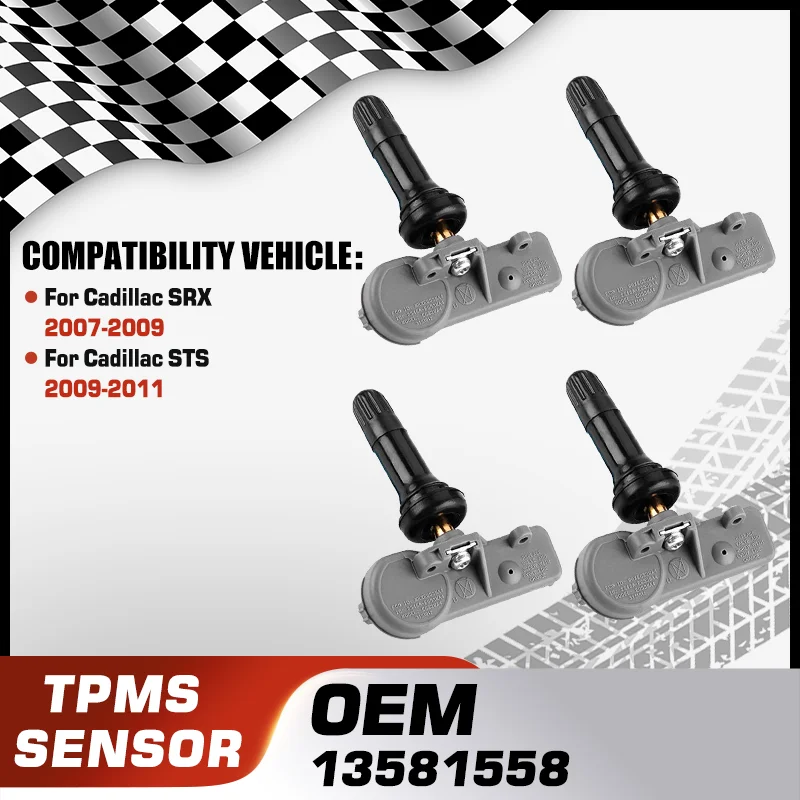 

13581558 1/4Pcs Car TPMS Tire Pressure Monitor Sensor System For Cadillac SRX 2007-2009 Cadillac STS 2009-2011 315 MHZ 15922396