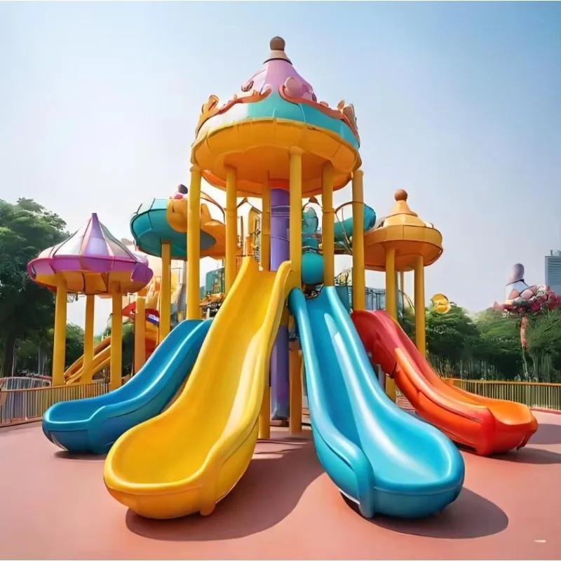 Customized rotational Multi-Functional kids outdoor Playground Equipment Amusement Park Children rotational Playhouse Slides