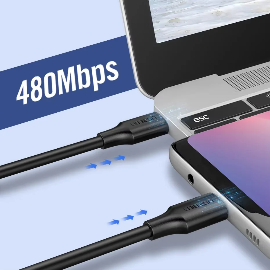 UGREEN PD 60W USB C to Type C Quick Charging USB Data Cable QC 3.0 100cm USB C Charge Cord for Samsung iPhone