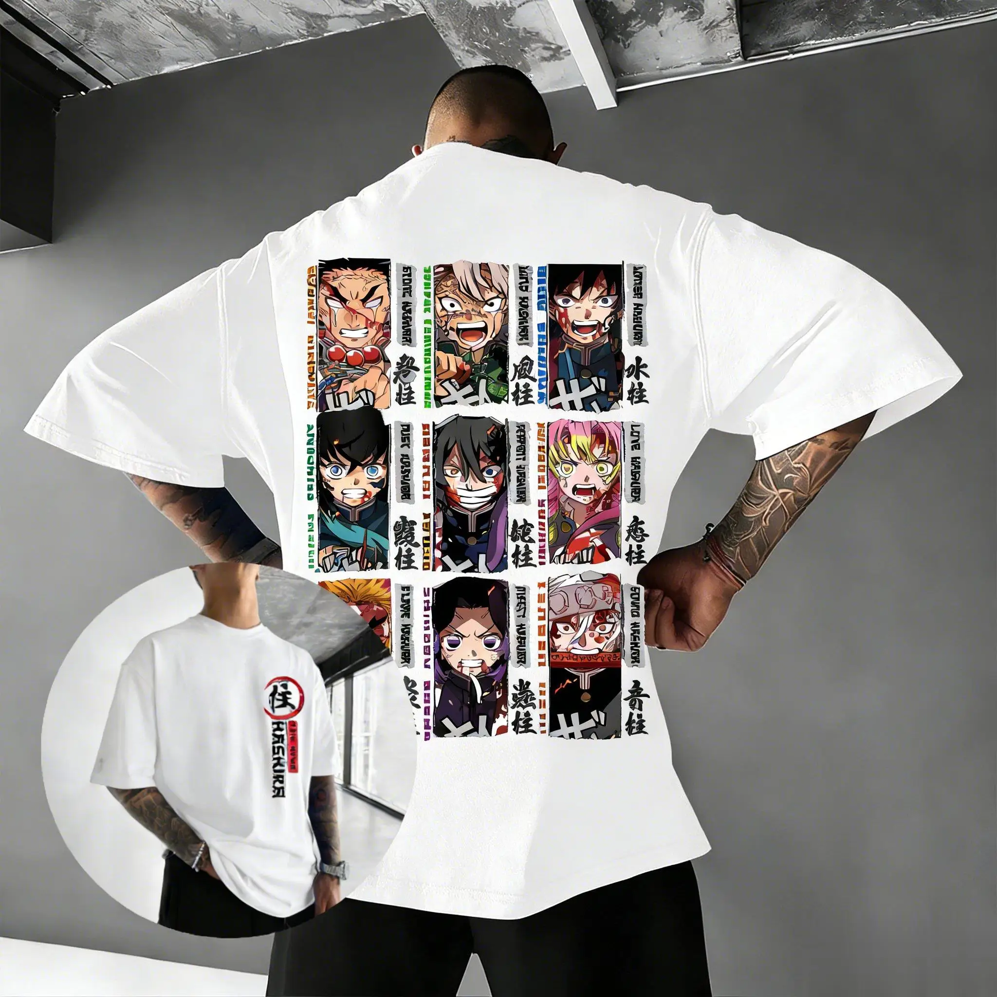 

Футболка оверсайз Demon Slayer Hashira с аниме-принтом для мужчин и женщин, летняя, 2026, с коротким рукавом, повседневный топ, уличная одежда, косплей, принт