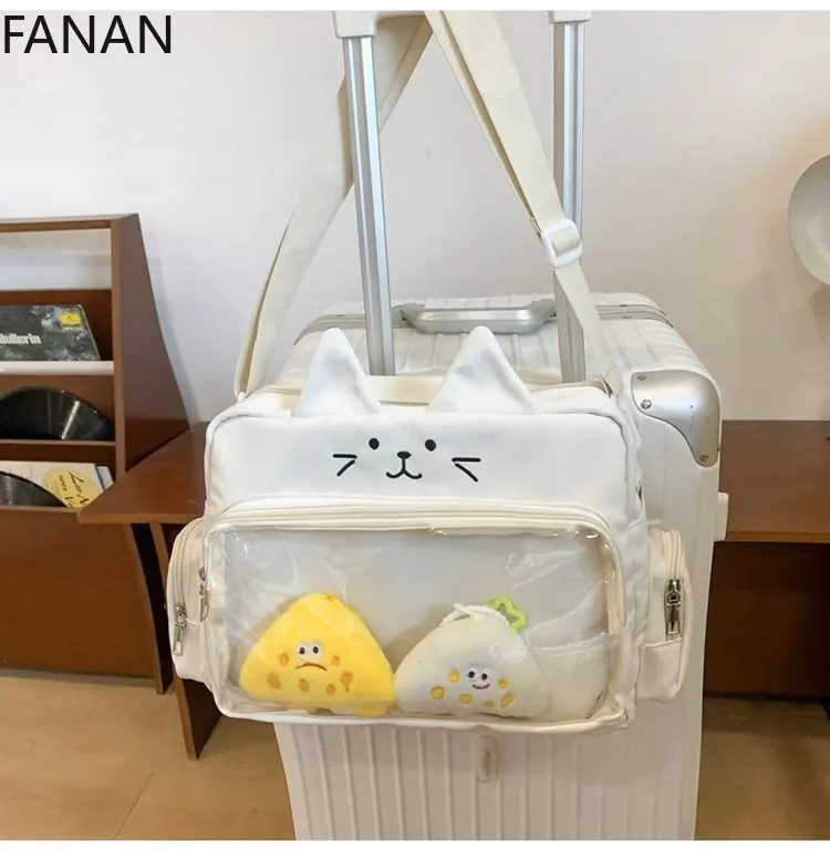 فتاة يابانية كول Ita حقيبة شفافة الوردي سعة صغيرة المحفظة حقيبة كروسبودي حقيبة كتف الحلو Kawaii DIY أنيمي بولسو