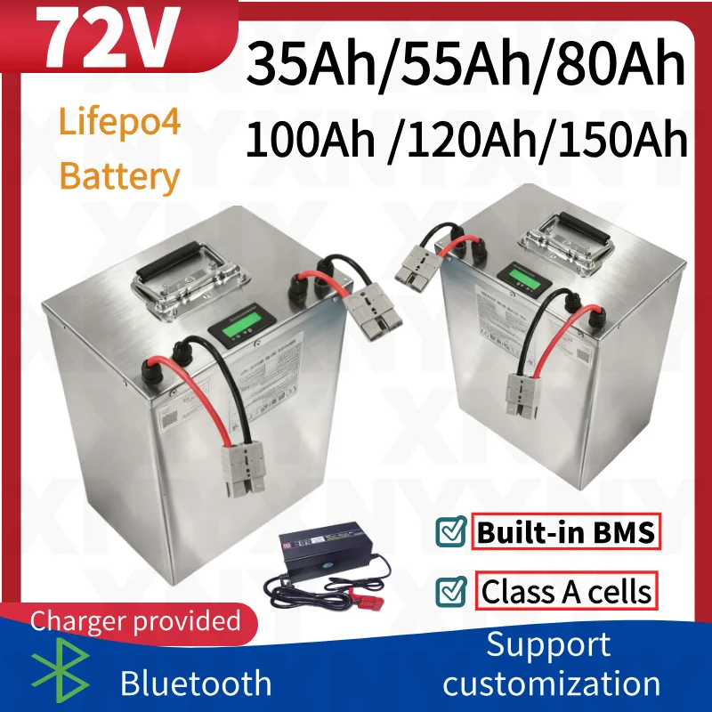 

72V Lithium Ion Battery 35AH-150AH with 100A BMS for 7000W-1000W Electric Bike Tricycle Forklift Motorcycle AGV with +10A Charge