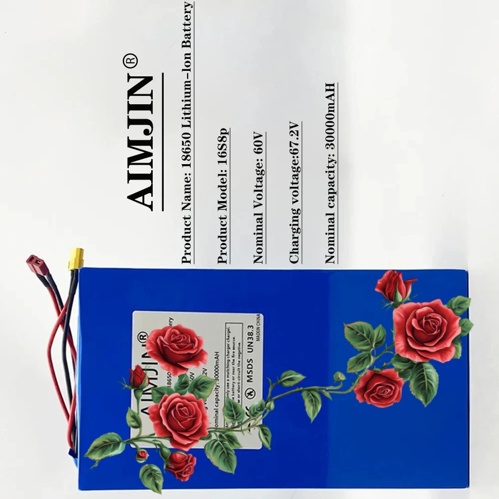 

16S8P Battery Pack 30Ah With BMS For Electric Scooter Battery 60V Rechargeable Battery 30000mAh 18650 Lithium-ion