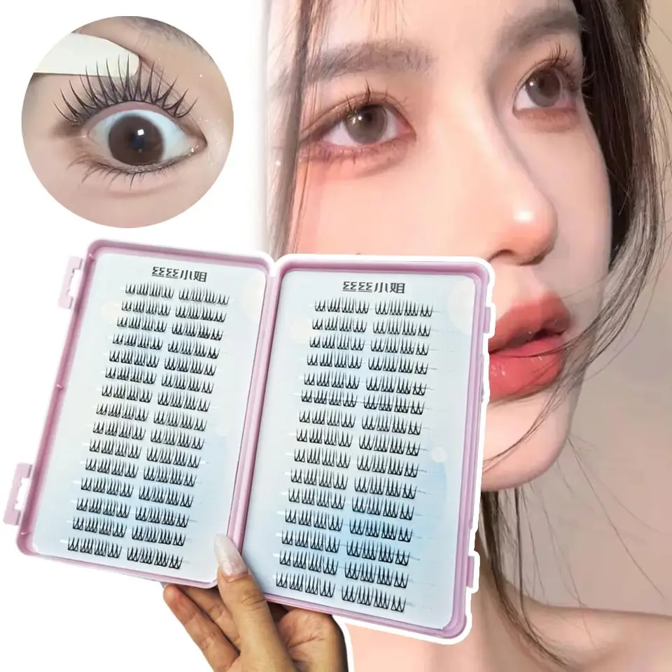 30 filas de pestañas postizas estilo grupo femenino coreano, forma U, efecto mirada ampliada, autoadhesivas naturales para extensiones 6