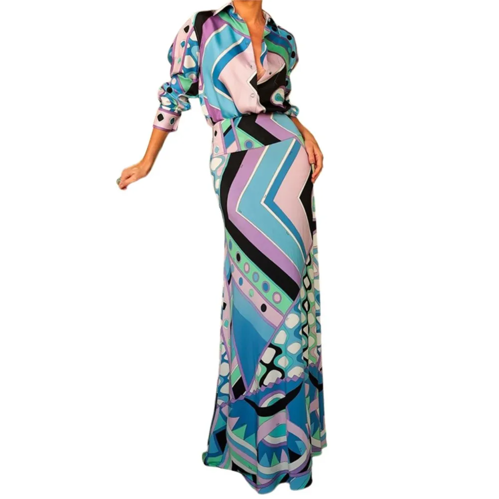 A New Spring Collection Of Elegant And Fashionable Printed Waist-cinching Long-swing Lapel And Long-sleeved Female Dress 2025 - Image 6