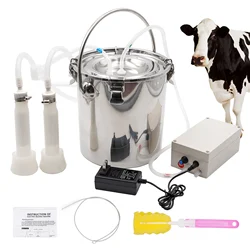 5L Cow Goat Electric Milking Machine Stainless Steel Milker Electric Vacuum Pump 240V Automatic Efficient Milking Machine