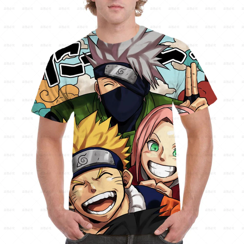 

2025 Hot Sale Japanese Anime Naruto Men Round Neck 3D Printed T-shirt Children Boys Street Leisure Fashion Sports Large T Shirt