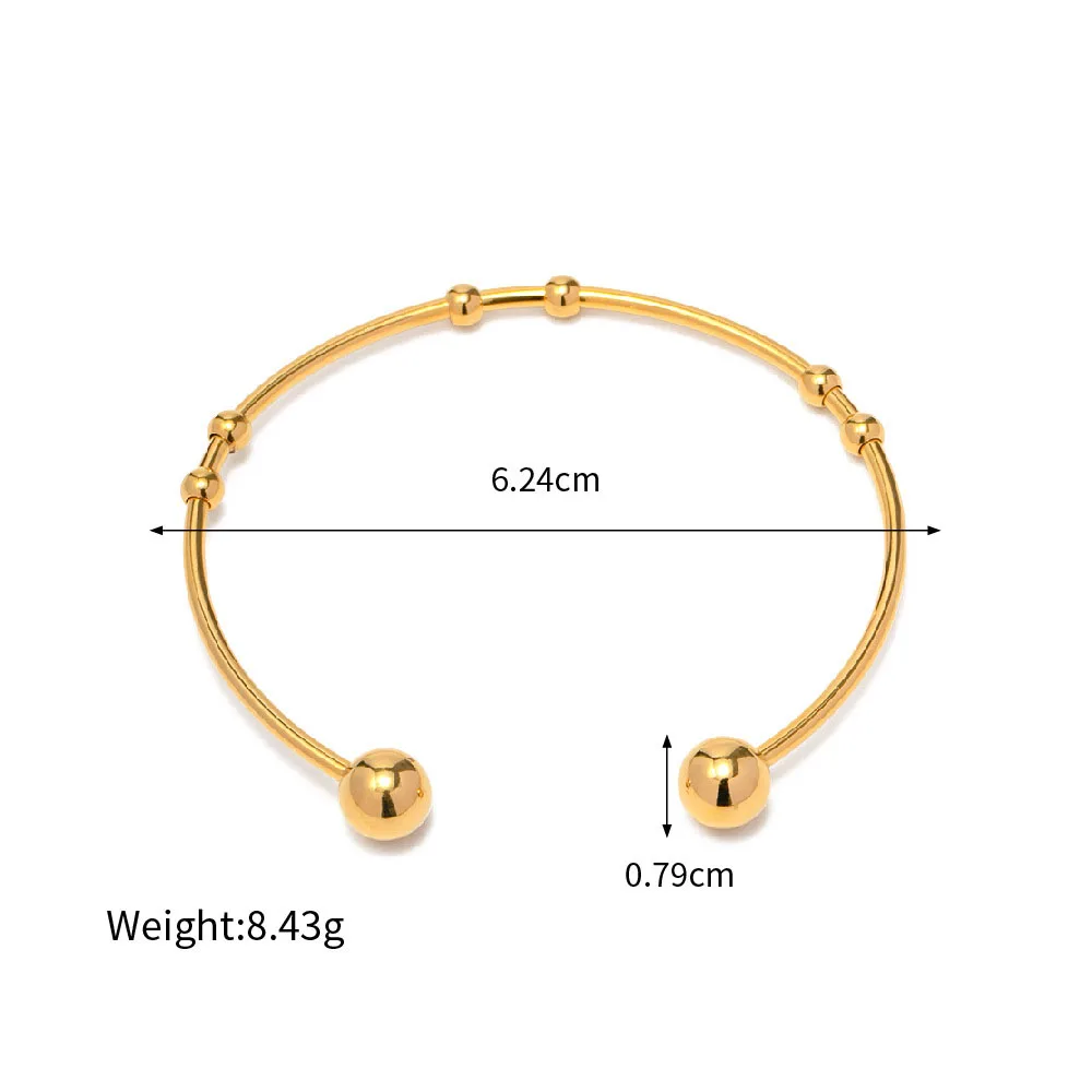 Stainless Steel PVD 18K Gold Plated Tarnish Waterproof Ball Knot Bangles For Woman Jewelry Wholesale INS