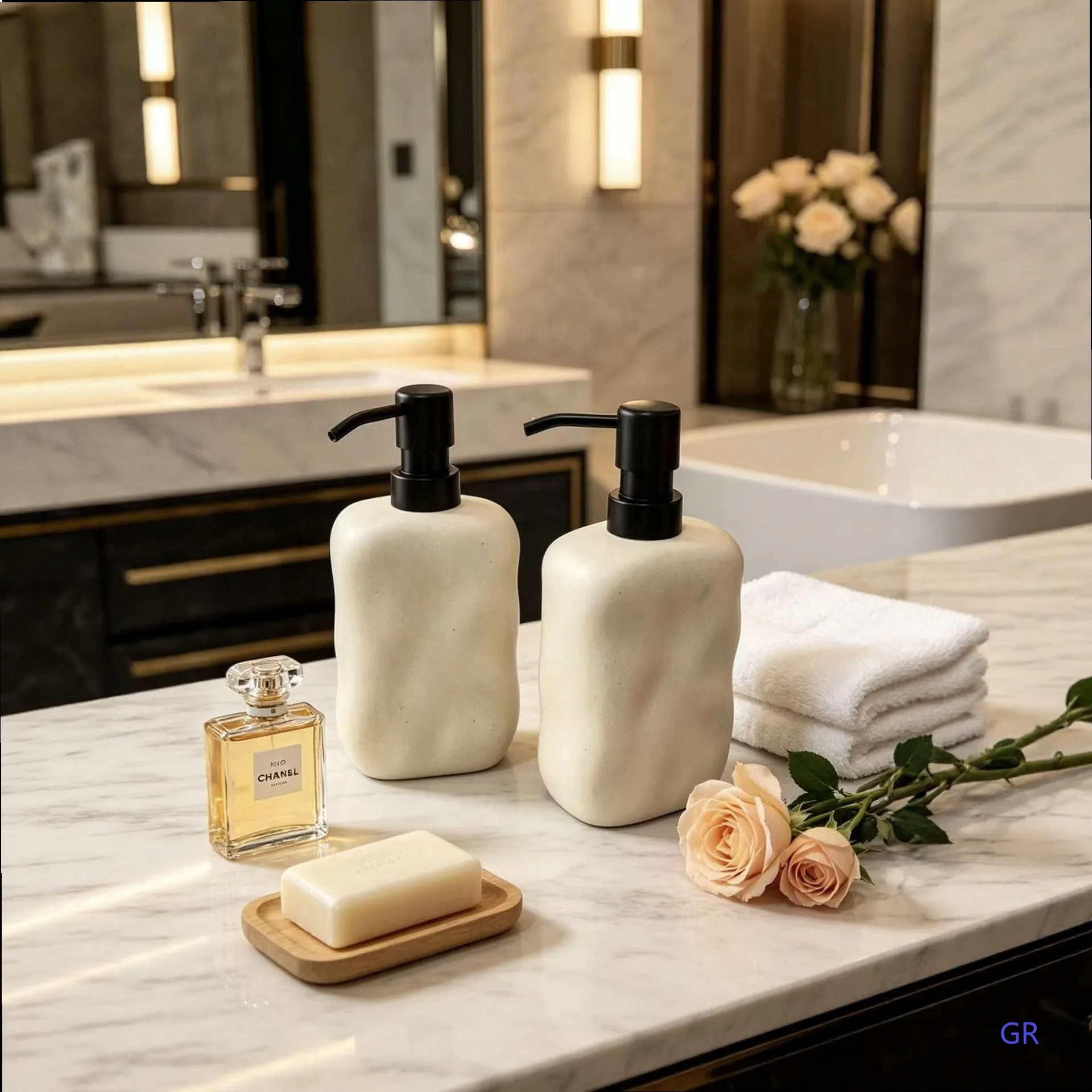 Stock Ceramic Soap Dispenser for Hotel Home Shampoo Body Wash Lotion Pump Bottle
