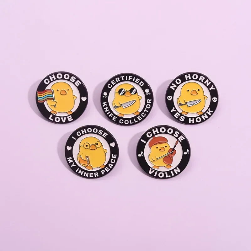 Yellow Rainbow Flag Duck Enamel Pin I Choose Loves Violin Cartoon Animal Brooch Clothing Badges Jewelry Gift Wholesale