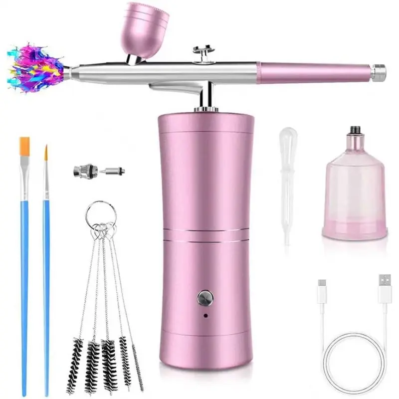 

Легкий комплект для нейл-арта с компрессором 32 PSI и аэрографом – перезаряжаемый, с соплом 0,3 мм, не забивающимся, для макияжа