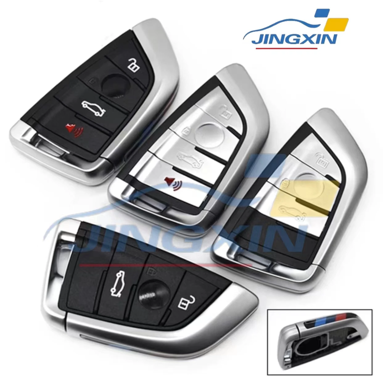 

Jingxin 3/4Buttons Black/Silver Smart Card Car Key Shell Case For BMW 1 2 7 Series X1 X5 X6 X5M X6M F Class Remote car key shell