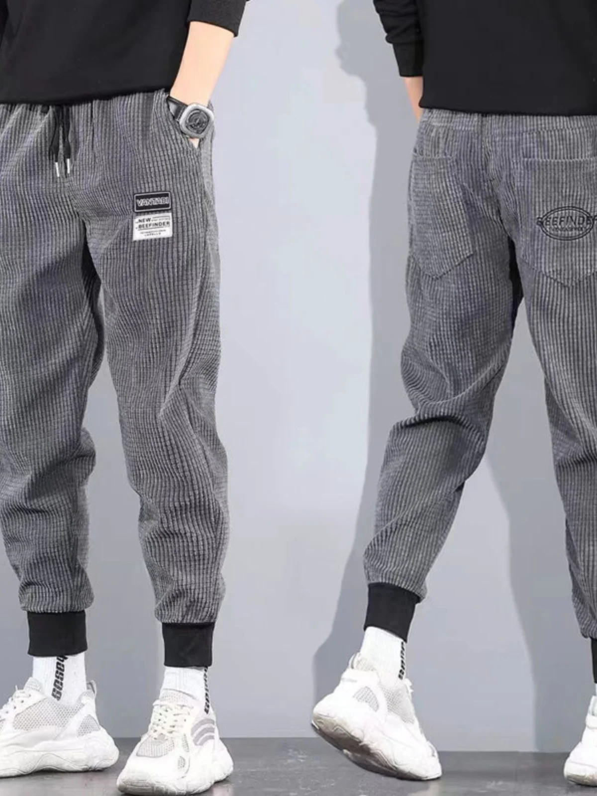 

Новые мужские вельветовые брюки 2024 года: свободные повседневные спортивные штаны с эластичным поясом, молодежные, модные, немнущиеся, длинные