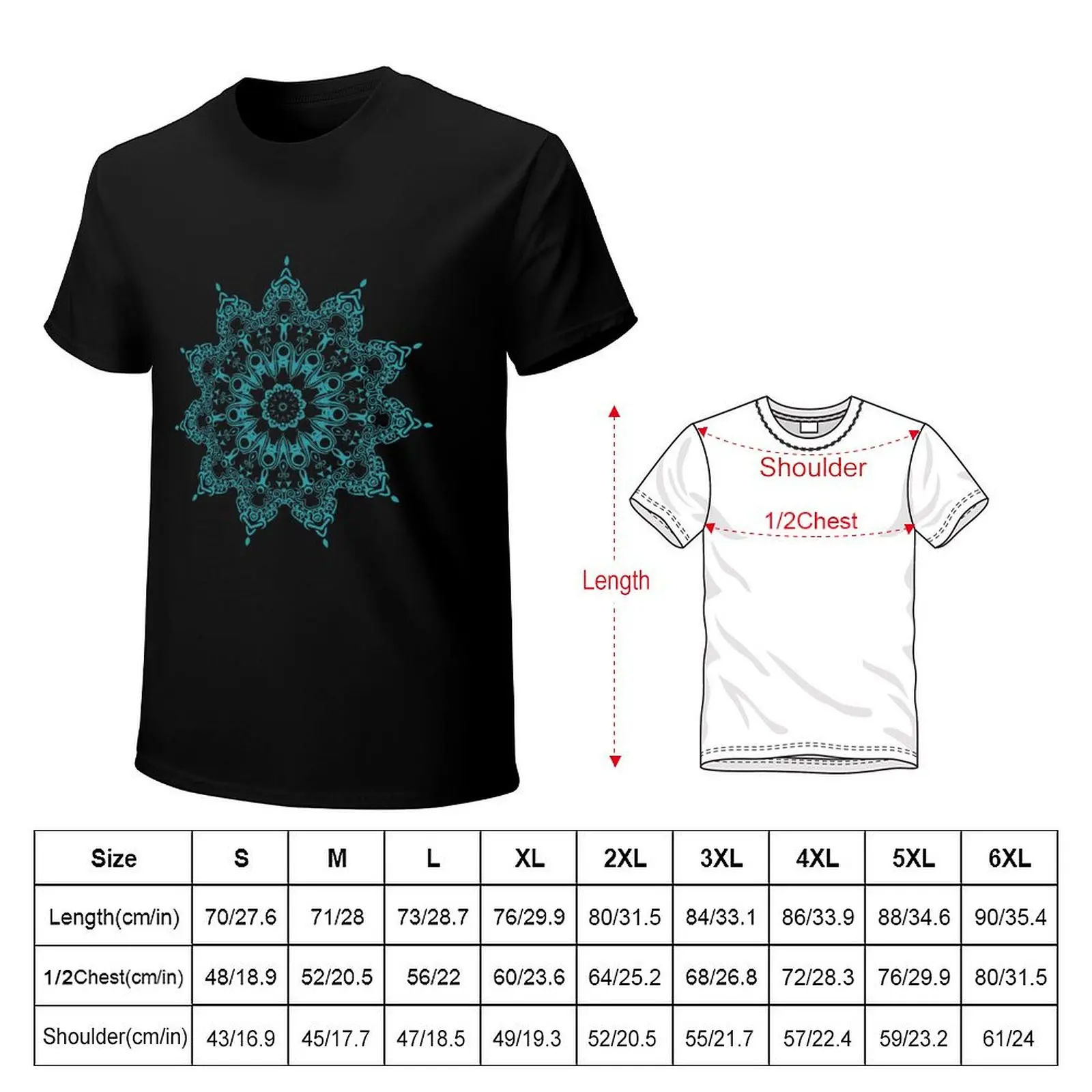 Mandala Turquoise T-Shirt Long Lasting Casual T-Shirt