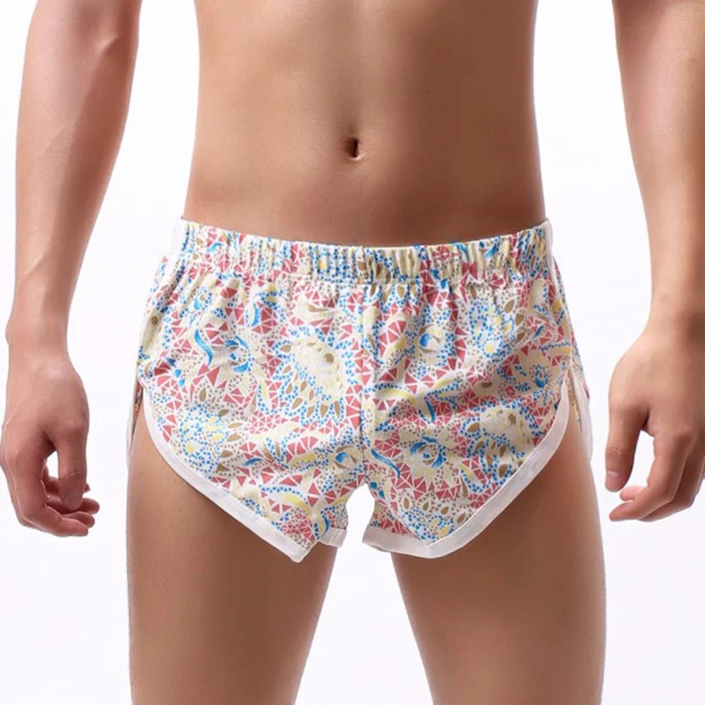 Men Sexy Breathable Underwear Printed Bikini Trunks Lightweight Loose Underpants Elasticity Breath Lingerie Shorts Briefs