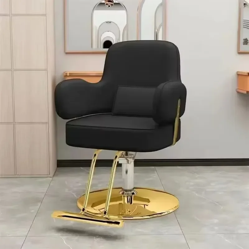 Silla de peluquería de lujo, Barbero, Retro, dorado, europeo, giratorio, salón cómodo, barbería moderna, Sillas únicas de moda, muebles para el hogar
