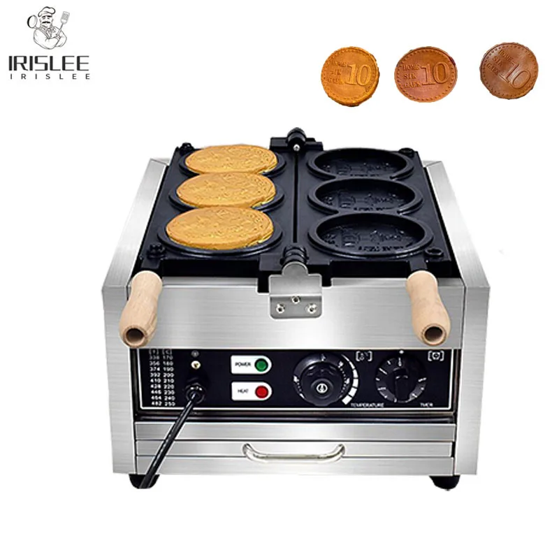 Korean Coin Waffle Maker Non-Stick Coating Waffle Machine Snack Machine