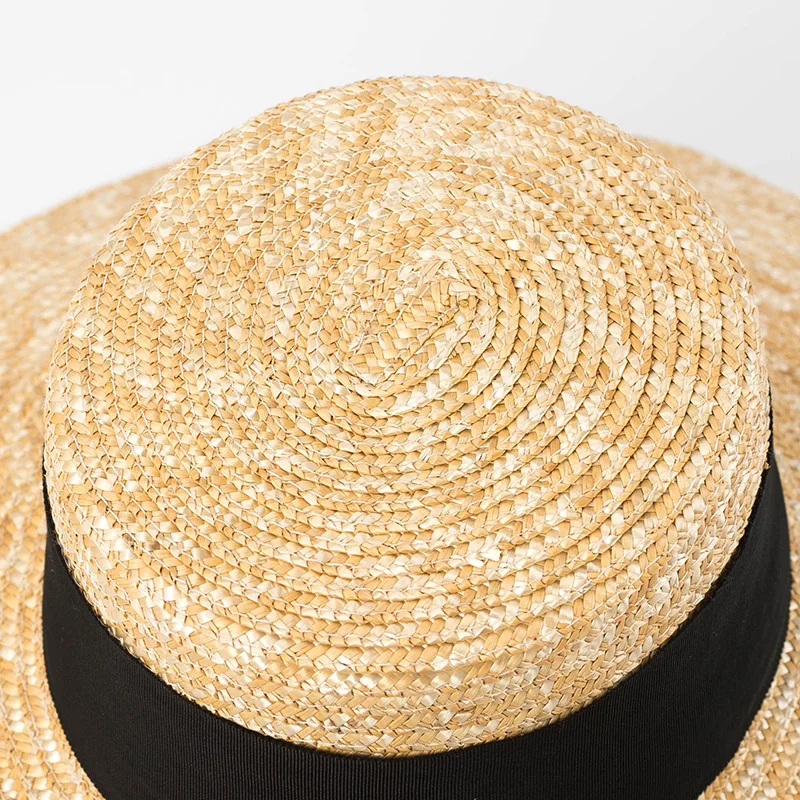 Fashion Flat Top Big Brim Beach Hats For Women Luxury Designer Brand Straw Sun Hats Large Wedding Hat Summer Bucket Hats