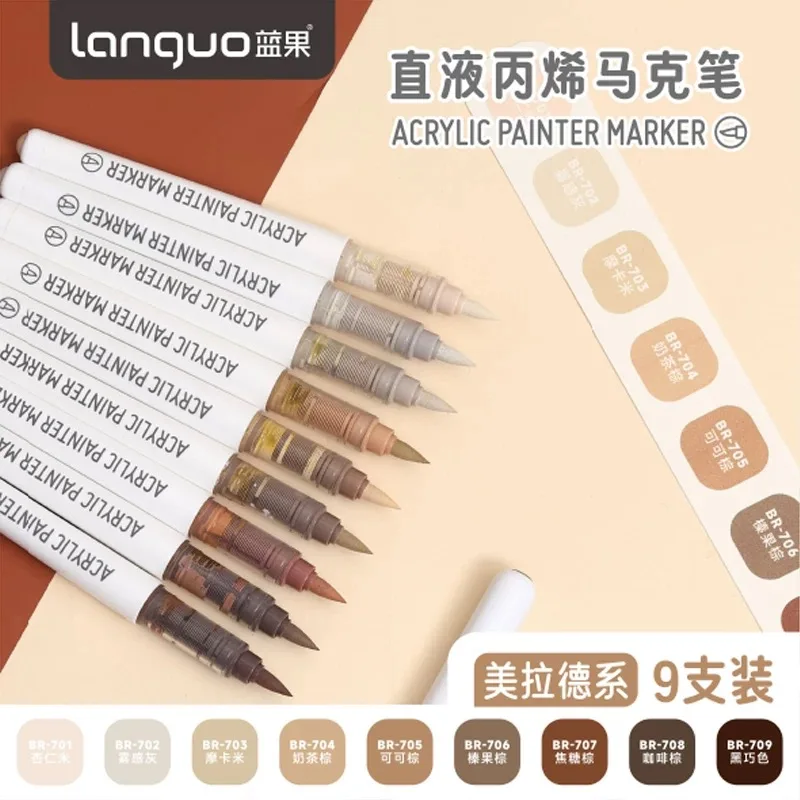 Languo 9/288 Colors Acrylic Colors Markers Direct Liquid Paint Marker Pen DIY for Christmas Stationery School Art Supplies