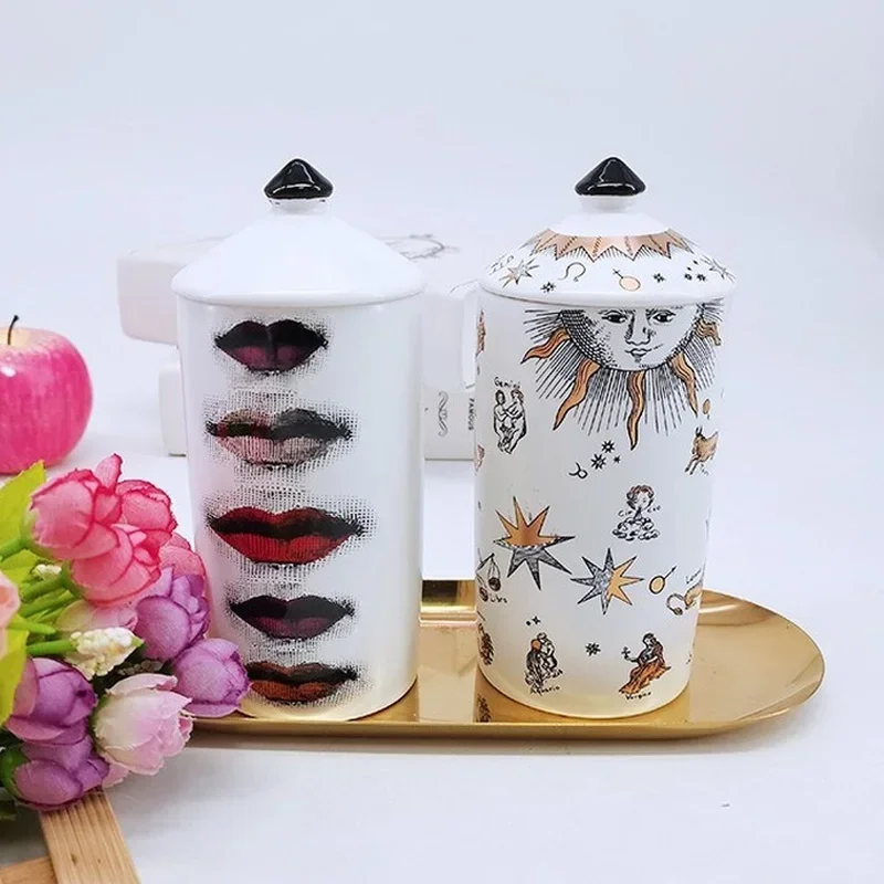 

European Retro Ceramic Jars Porcelain Scented Candles Box Sundries Storage Bottle Desktop Cotton Swab Box Jewelry Cosmetic Jar