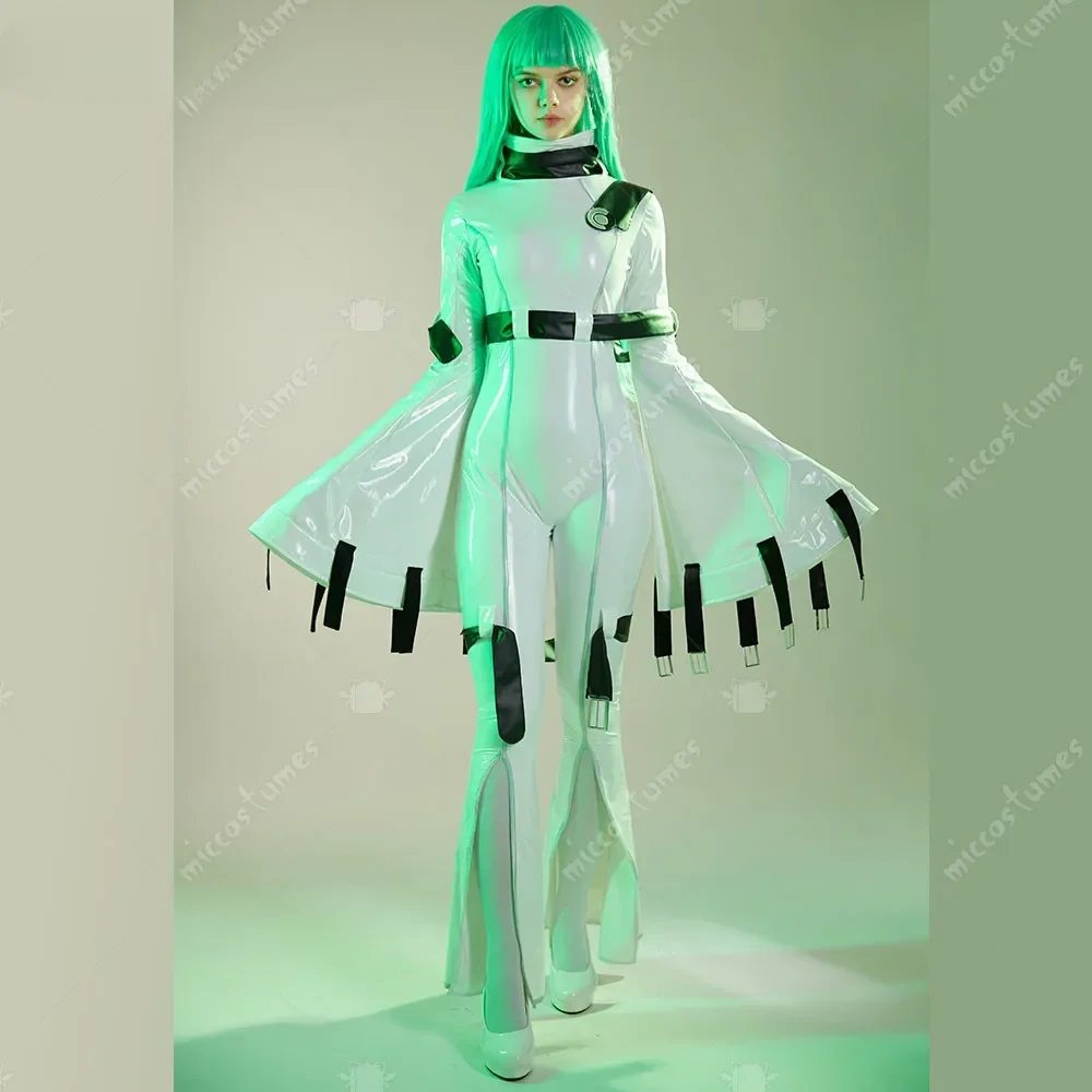 Miccostumes Women's Anime Costume Halloween C.C. Cosplay Costume with Choker and Stockings