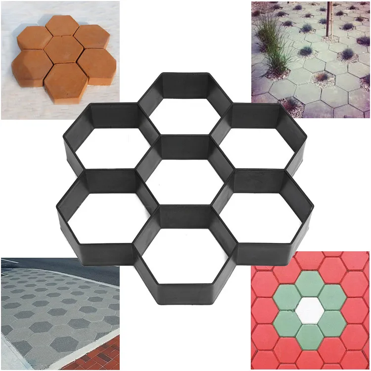Fancy Hexagonal Plastic Floor Mold Color Concrete Cement Floor Tile Roadside Stone Floor Paving Cultural Stone Mold