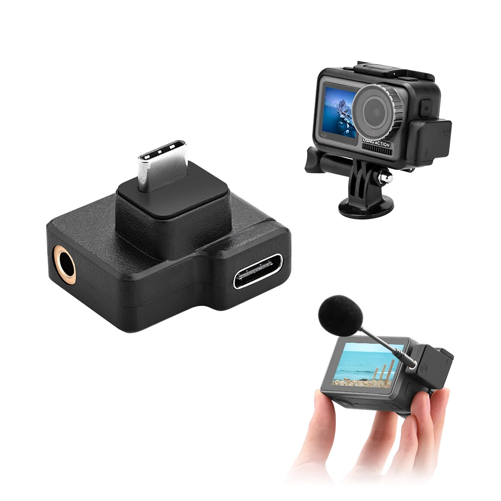 

For DJI OSMO Action microphone 3.5mm/USB-C Adapter audio external mic mount for TRS Plug DJI OSMO Action Accessories