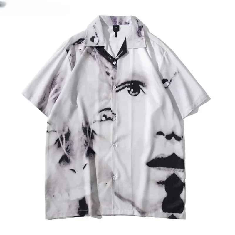 

Dark Icon Vintage Street Men's Shirts Short Sleeve Summer Thin Material Hawaiian Shirt Man Blouse Male Top